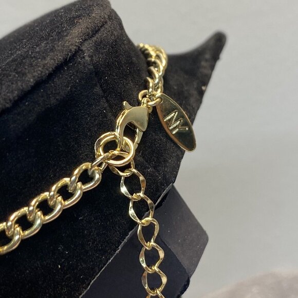 NY Statement Necklace Gold Tone Flower Bib Modernest Lotus Lily Colored Gems - Picture 3 of 6